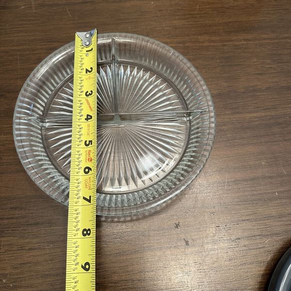 Vintage Divided Glass Crystal Candy Nut Dish Round 7.5" Heavy MCM - Picture 2 of 6